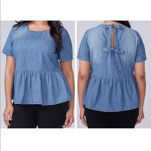 NEW Lane Bryant Chambray Peplum Blouse 18 20